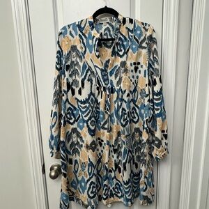 Stylish Blue Patterned Mini Dress